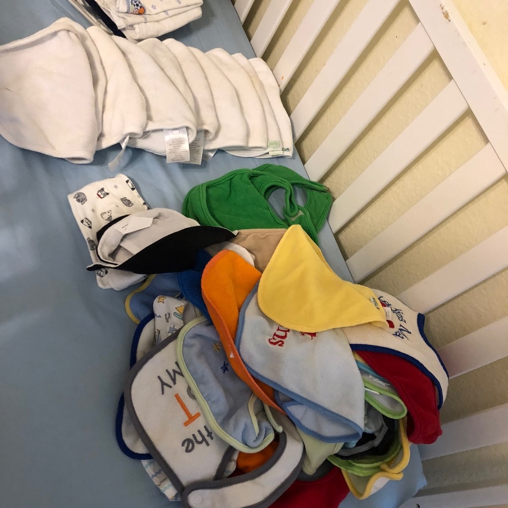 Bibs, burp cloths and the like